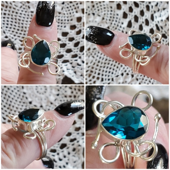 Genuine 4ct Teal Apatite Ring Size 9 - Picture 3 of 7